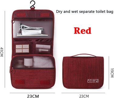 Сумка-органайзер для подорожей, сіра (червона), з металевим гачком та кількома відділеннями