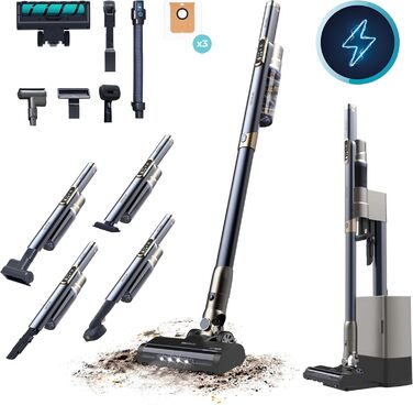 Бездротовий пилосос Cecotec Conga Rockstar 5500 Hurricane Station Flex Max: 220AW, 700W, станція самостійного очищення, 90 хв роботи, антизаплутувальна щітка, гнучкий шланг, циклонна технологія (Scoba 3000 + самоочищення)