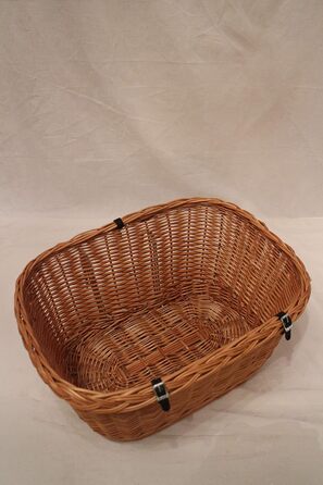 Корзина для велосипеда для собак з прутьями лози з металевою сіткою та подушкою XL або XXL. Велика зручна корзина для перевезення домашніх тварин на велосипеді. Розміри: L 45 x B 24 x H 37 см