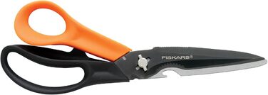 Ножиці для тканини Fiskars 25 см для правші, нержавіюча сталь, помаранчеві, багатофункціональні ножиці з роз’ємними лезами, з чохлом, 23 см, чорні/помаранчеві