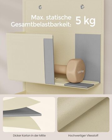 Організатор для шафи SONGMICS з 4 кишенями, настінний, для зберігання, на двері, спальня, вітальня, 2 x 33,5 x 00 см, RDH04G (1, Бежевий)