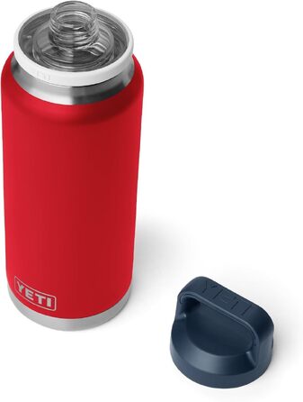 Термос-пляшка YETI Rambler 1 л, вакуумна ізоляція, нержавіюча сталь, герметична кришка з носиком (Rescue Red/White/Navy)
