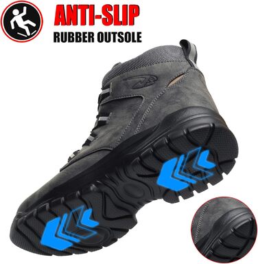 Черевики безпеки унісекс легкі водонепроникні робочі черевики зі сталевим підноском. Робочі черевики з антиковзким покриттям (46 EU, Сірий)
