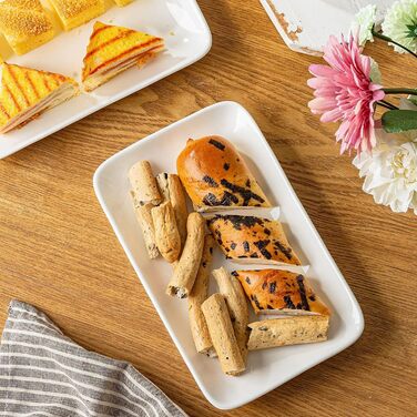 Набір сервіровочних тарілок UIBFCWN, 8 шт., 25,4 x 15,2 см, білий керамічний прямокутник для десертів, суші, салатів