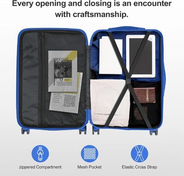 Набір валіз LEADZM 4 шт. з ABS, жорсткий кейс-ролер з телескопічною ручкою, ручна поклажа (темно-синій)