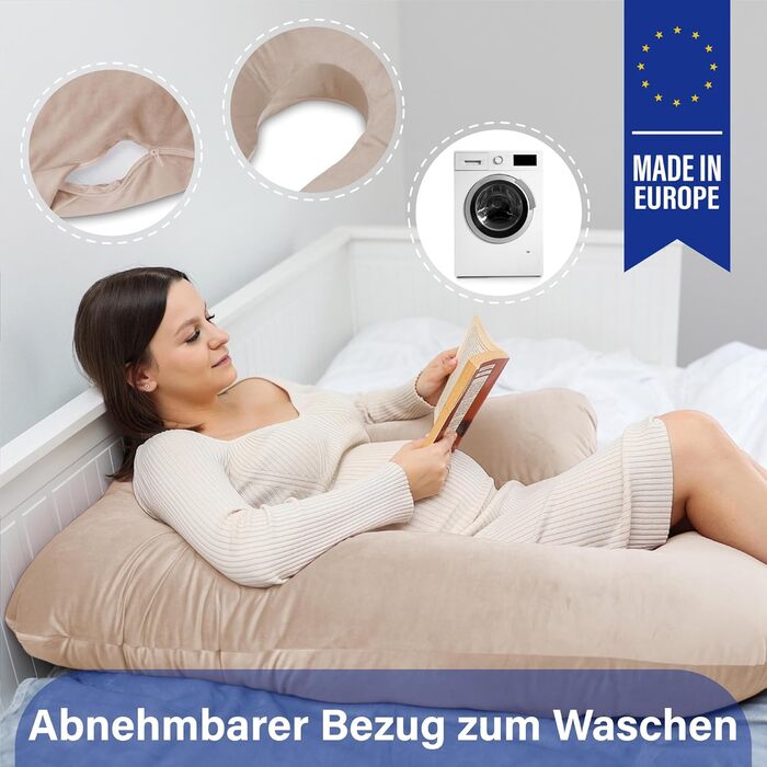 Подушка для вагітних Totsy Baby XXL, 180 см, бежева: подушка для сну на боці, подушка для годування, комфортна форма J