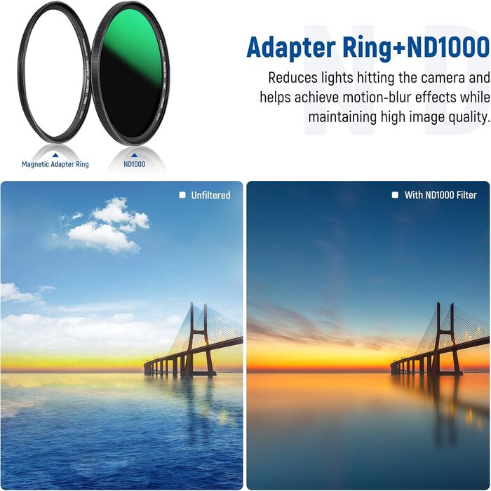 Набір фільтрів NEEWER 5-в-1 з магнітним кріпленням (82 мм): ND1000, CPL, UV, адаптерний кільце, кришка. 42-шарів покриття, ультратонкий, водонепроникний, стійкий до подряпин.
