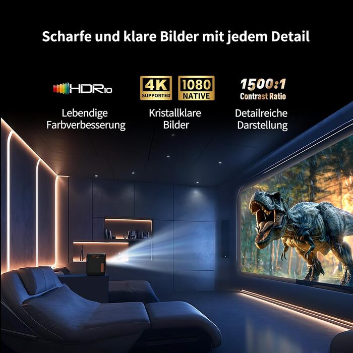 WEMAX Mini проєктор 4K з Netflix та Google TV, портативний, Dolby Audio, WiFi, Bluetooth для домашнього кіно та відпочинку на природі