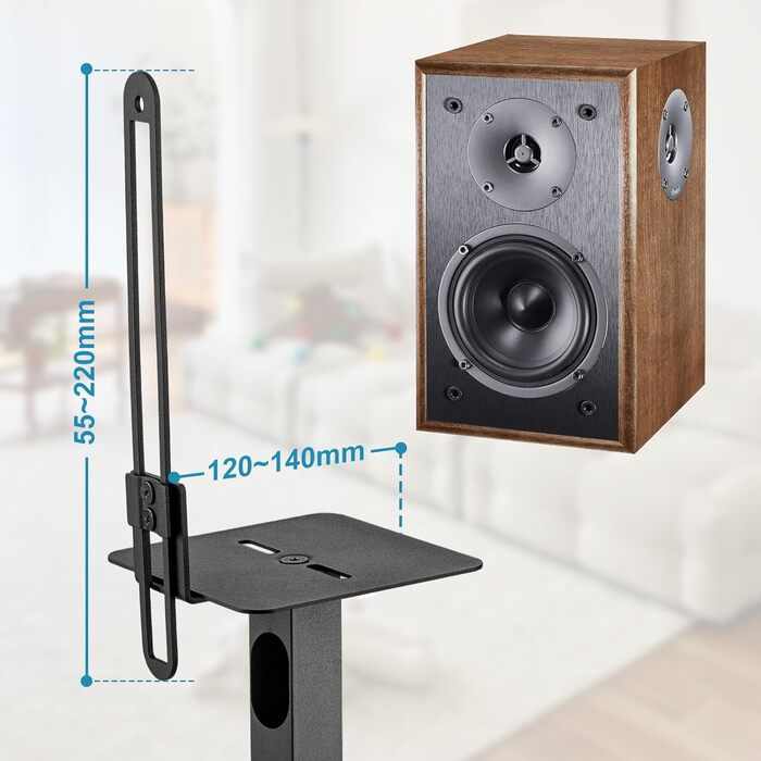 Підставка для колонок 2 шт. - Регульована висота, поворот 360°, стабільний підставник, універсальна сумісність, чорний колір, ідеально для домашнього кінотеатру, студії та вітальні