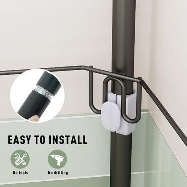 Тeleskopна поличка для душу Uamector - кутова поличка з 4 кошиками, регульована висота 107-306 см, чорний колір