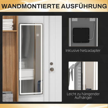 HOMCOM Wall Mirror 120 x 40 cm Full-Length Mirror with LED Lighting, 3 Light Colors, Rectangular Mirror with Touch Switch, Memory Function for Bedroom, Bathroom | Aosom