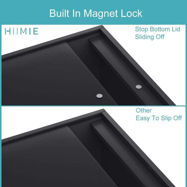 HIIMIEI Square Cosmetic Tissue Box, 14 x 14 x 14cm Acrylic Pocket Tissue Box | Tissue Box with Magnetic Cover for Dining Room Bathroom Bedroom Car Office - Matte Black