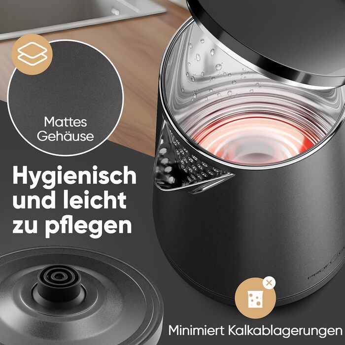 Електричний чайник ProfiCook PC WK 1290: 1,5 л, 2200W, подвійні стінки, нержавіюча сталь, збірна база з обмоткою кабелю