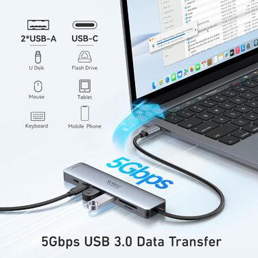 Док-станція для 2 моніторів, USB-C хаб 8 в 1: адаптер DisplayPort, HDMI, VGA, PD 100W, USB 2.0, для ноутбуків Dell, Thinkpad, Huawei
