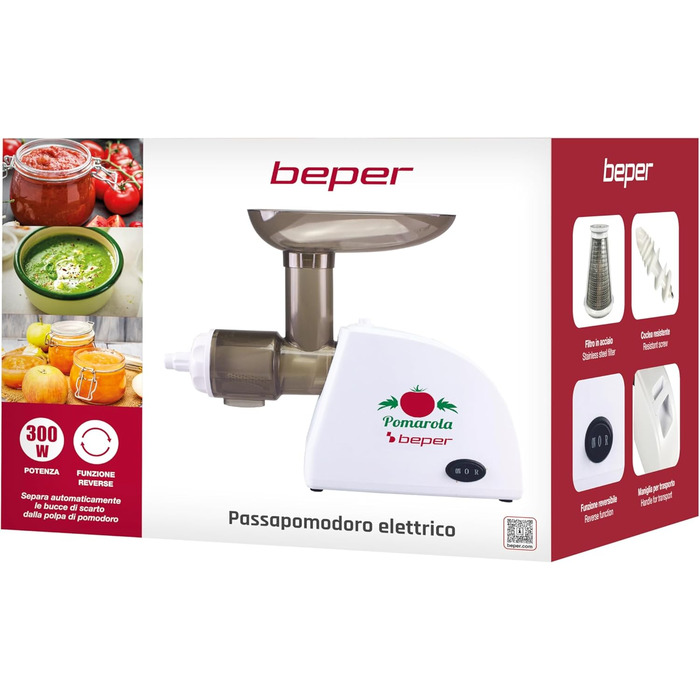 М'ясорубка електрична BEPER P102ROB200 з нержавіючої сталі 1200 Вт + Томатотерка (300 Вт)
