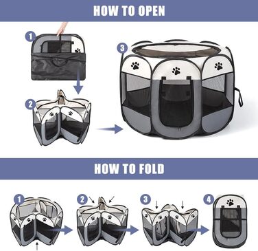 Клітка-забіг для собак та кошенят LUFEIS, складана, водовідштовхувальна, для дому, сірого кольору