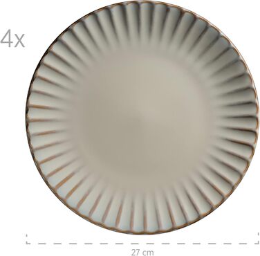 MÄSER Confino Dinnerware Set - 20 Piece Ceramic Tableware Set for 4 - Beige & Black Vintage Style Stoneware
