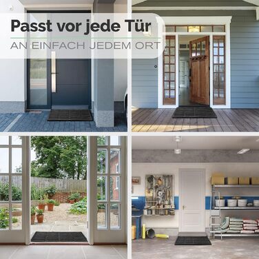 Килимок прикладний Entrando з кокоса та гуми, водостійкий килимок для вхідних дверей та саду, протиковзний та міцний, 40 x 60 см, чорний