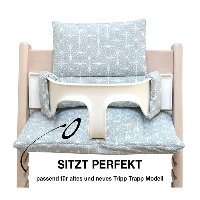 Комплект подушок для стільчика Stokke Tripp Trapp Blausberg Baby, знімний, водонепроникний, сертифікат Oeko-Tex, Made in Germany, Happy Star зелений