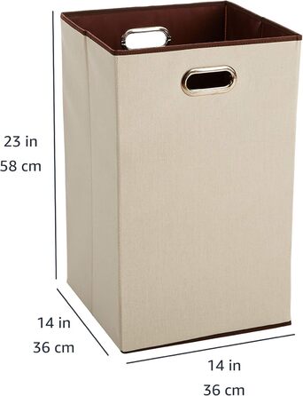 Amazon Basics - Rectangular Collapsible Laundry Basket, Beige, Brown
