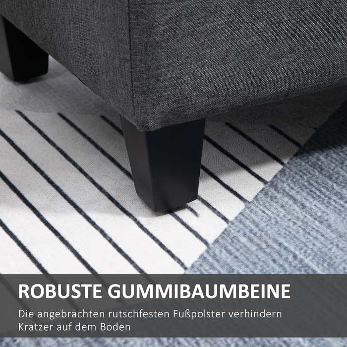 HOMCOM Bench with Cushion and Storage Space, 100 x 40 x 44 cm, Chest Bench made of linen-like Polyester and Rubberwood in Dark Grey