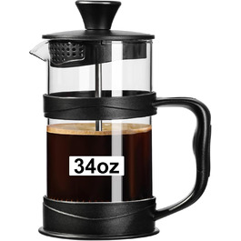 Френч-прес ParaCity з нержавіючої сталі та термостійкого скла, 1000 мл - для холодної заварки та як подарунок