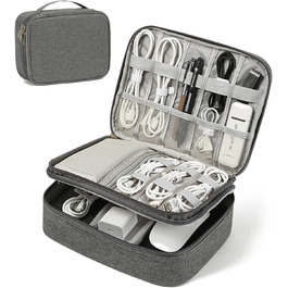 Органайзер для кабелів Neusid: водонепроникна сумка-організатор для подорожей, 3 відділення, для USB-кабелів, Power Bank, сірий