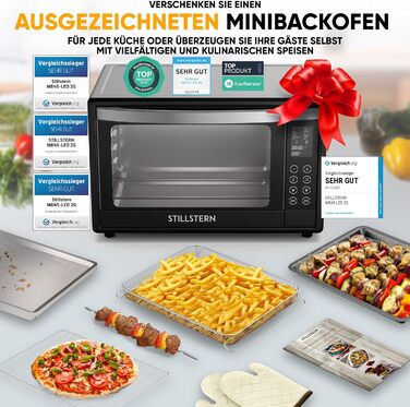 Міні-піч Stillstern з конвекцією 45л, Pizza Ø32, Antihaft, 13 програм, розморожування/підтримка тепла, таймер 8г, для кемпінгу