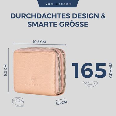 VON HEESEN Leather Wallet with RFID Blocker - Wallet for Women & Men made of Genuine Leather - Wallet with Coin Pocket - Purse for Women and Men in Rose