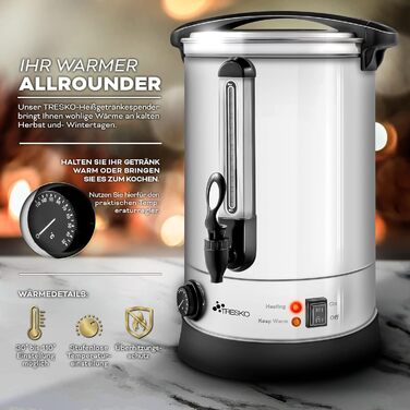Glow Wine Cooker 6.8L / 1500W Canning Machine made of Stainless Steel, Glow Wine Kettle, Glow Wine Machine, Hot Beverage Machine, Hot Water Dispenser