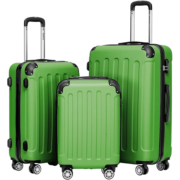 Набір валіз Beibye 2045 з подвійними колесами, 3 шт. Валізи Trolley з жорсткою оболонкою, 20 кольорів (Темно-зелений/Оливковий)