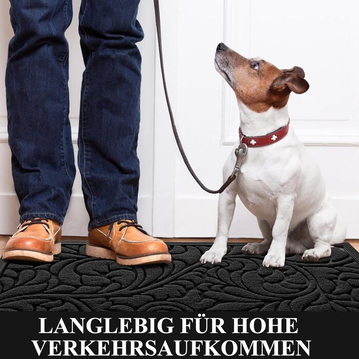 Килимок для дому та вулиці Yimobra, 75 x 43 см, чорний - миючий, неслизький, для входу, тераси, саду