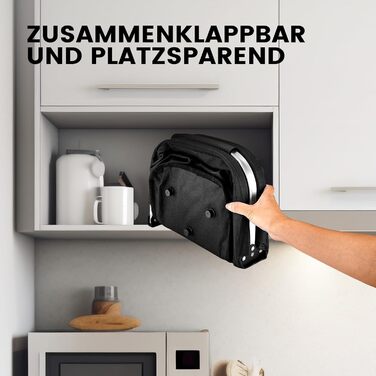 Складаний кошик для покупок 30L з 4 стійками | Міцний кошик для перенесення та пікнік | Великий кошик для сім'ї (46x27x25cm) | З м'якими ручками | Для покупок, подорожей, кемпінгу (Чорний)