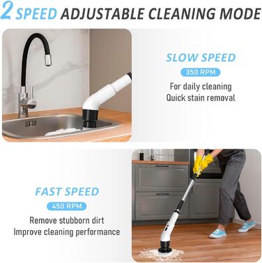 Електрична щітка для прибирання 9-в-1 з 8 насадками. Багатофункціональний інструмент для дому, кухні, ванної кімнати та авто.