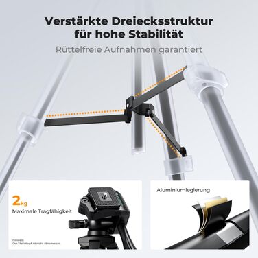 Подорожній штатив для камери та смартфона K&F Concept, легкий та компактний, висота 147 см