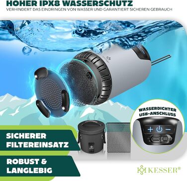 Соняшна душова кабіна KESSER® з насосом та акумулятором 8000mAh | 20L комплект для кемпінгу з регульованим душем, шлангом 2м, пістолетом-розпилювачем та кріпленням
