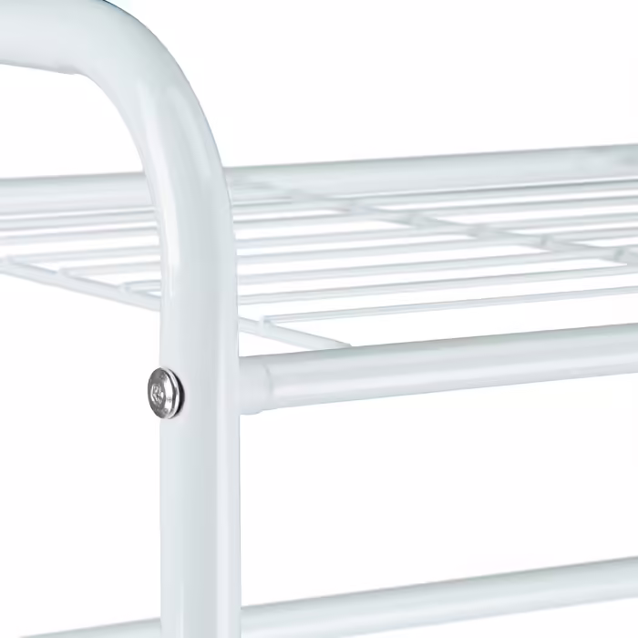 Relaxdays Clothes Rack with Shelf SANDRA, Metal, Coat Rack, with Clothes Rail, Shoe Storage also for Boots, HBT: 166 x 60.5 x 38 cm, honey-brown, (White)