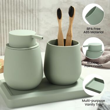 Сучасний набір для ванної кімнати AJEUNGAIN сірого кольору: мильниця, стакан для зубної пасти, піднос. Організатор для ванної кімнати (сірий). 3 предмети