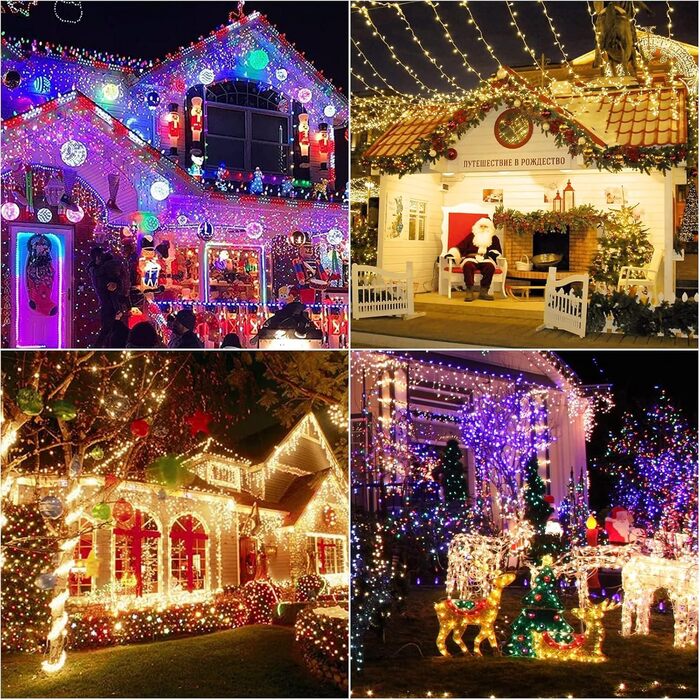 WOWDSGN Льохотна гірлянда для зовнішнього використання 20м, 2-в-1 LED гірлянда (Тепле біле & Класичне кольорове), сертифікований штекер GS, 11 режимів, пульт дистанційного керування та таймер, IP44 вологостійка різдвяна прикраса для саду, балкону, тепле б