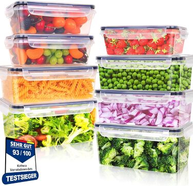 Набір контейнерів Kottwca, 30 шт. (15 контейнерів + 15 кришок) - набір для зберігання продуктів, 100% герметичність, BPA-Free, для мікрохвильовки та холодильника (8 великих об'ємів)