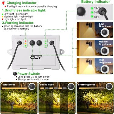 CLY Solar Lamps for Outdoors, Solar Spotlights Garden Light with Remote Control IP66 Waterproof 10 Colors 30 Dynamic Modes Timer Garden Lighting for Gardens Path Christmas Decoration 6 Pieces (Warm White/Natural/Cold White, 4 Pieces)