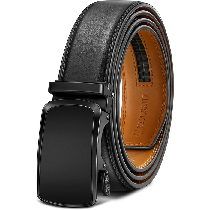 Чоловічий шкіряний ремінь KEMISANT з автоматичною пряжкою, 35 мм, без дірок, регульований розмір 115 см/32'-38'