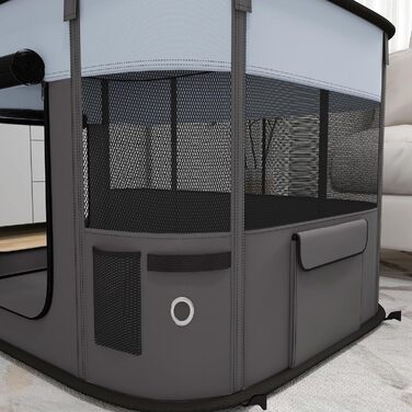 PawHut Вольєр для цуценят складаний, вольєр для собак з оксфордської тканини, дихаючий сітчастий матеріал, вольєр для собак, вольєр для котів, собак вагою до 10 кг, для використання в приміщенні та на вулиці, сірий