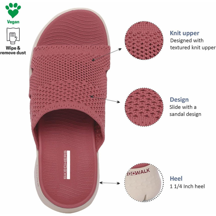 Сандалі жіночі Skechers On-the-Go Walk Flex Elation Mauve текстильні 40 EU