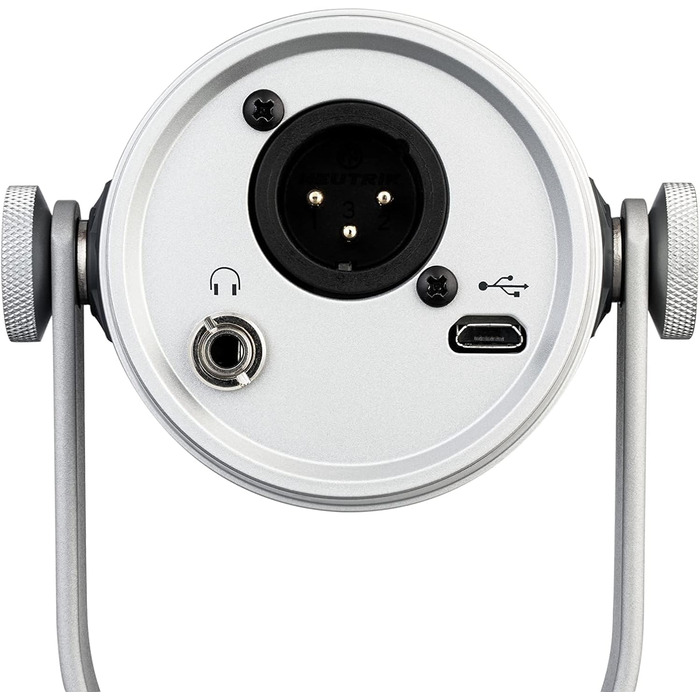 Мікрофон Shure MV7+ для подкастів, стрімінгу та запису - білий (срібний). USB/XLR, LED-сенсор, автоматичне регулювання рівня звуку, цифровий поп-фільтр