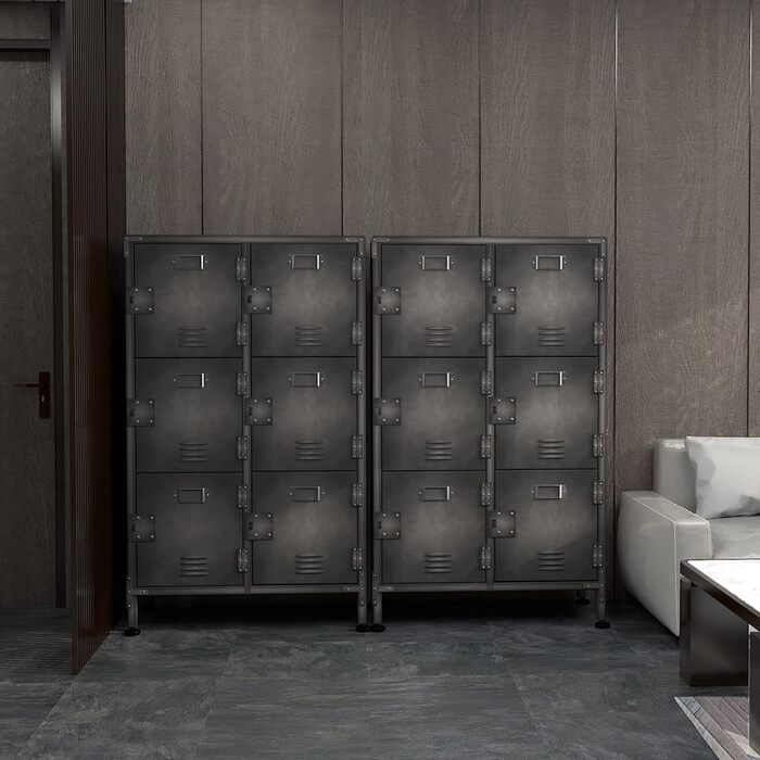 Metal locker with lockable doors, industrial steel cabinet for school, home, office, garage, H140*W38*D46 cm (6 doors)