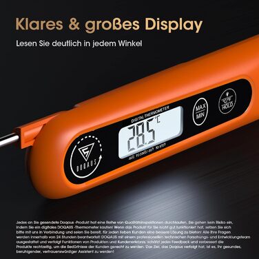 Цифровий кухонний термометр DOQAUS: для приготування, смаження та гриля. Швидкий LCD дисплей, автоматичне вмикання/вимикання.