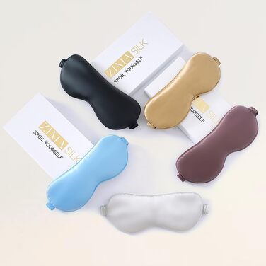 Маска для сну ZIMASILK з 100% чистої шовкової нитки малини, 22 Momme, наповнювач 100% шовкова нитка малини, стрічка з шовку, чорна