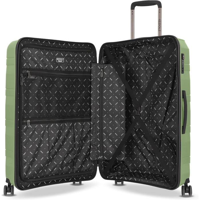 Чемодан REDOLZ Hartschalen Essentials 10: великий, XL, 76 см, з поліпропілену, 4 колеса, TSA, зелений металік
