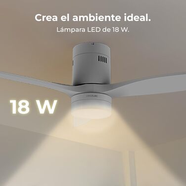Стеляний вентилятор Cecotec Energysilence Aero 5600 Classic White з LED-підсвічуванням, 40W, діаметр 132 см, 6 швидкостей, пульт, літній/зимовий режим